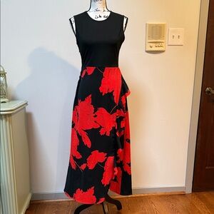 Source Unknown Black and Red Floral Dress